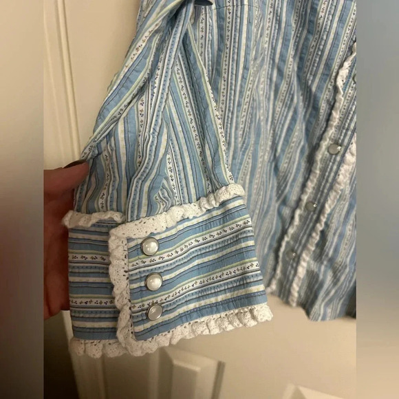 Kenzie Girl Boho Western Pearl Snap Button Shirt Small (7/8) - Picture 3 of 4